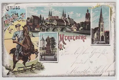 42114 Ak Lithografie Gruss aus Merseburg 1898