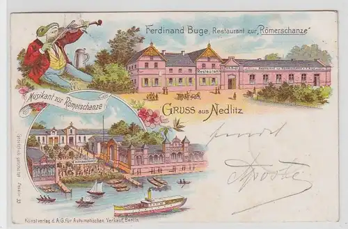 42078 Ak Lithographie Gruss de Nedlitz Restaurant 1899