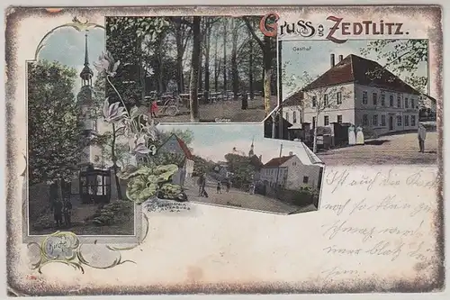 42063 Ak Gruss aus Zedtlitz Gasthof usw. 1900