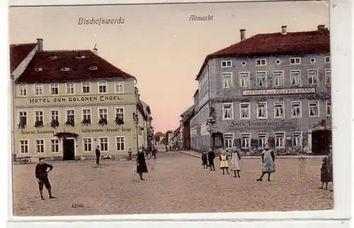 42006 Ak Bischofswerda Altmarkt Hotel Gasthaus um 1910