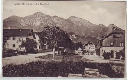 41975 Ak Kochel Partie beim Bahnhof um 1910