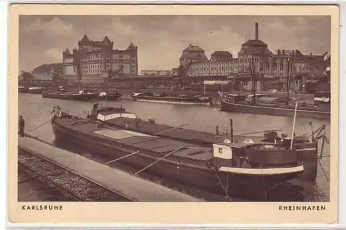 41948 Ak Karlsruhe Rhinhafen avec des bateaux vers 1930