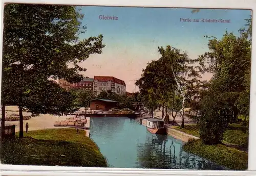 41941 Ak Gleiwitz Partie am Klodnitz Kanal 1929