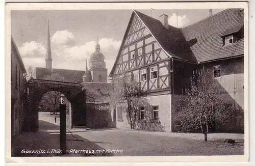 41908 Ak Gössnitz i. Thuringen Pfarrhaus avec église 1939