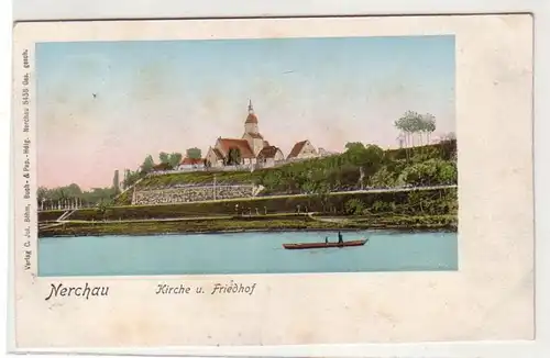 41889 Ak Nerchau Kirche und Friedhof um 1910