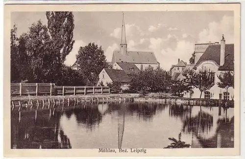 41878 Ak Mühlau Bez. Leipzig Teich usw. um 1920
