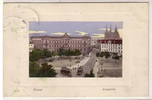 41824 Ak Cassel Königsplatz avec tramways 1909