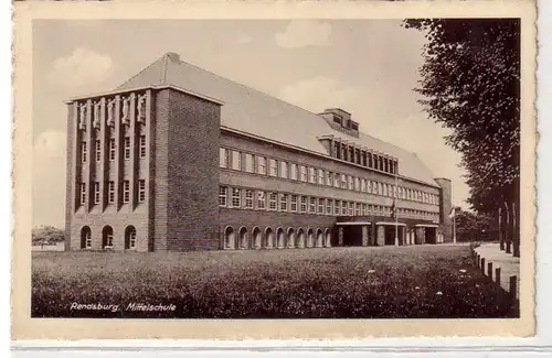 41750 Ak Rendsburg Mittelschule um 1930