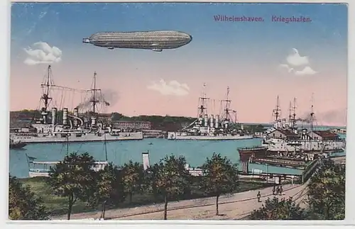 41730 Ak Wilhelmshaven Zeppelin überm Kriegshafen um 1915