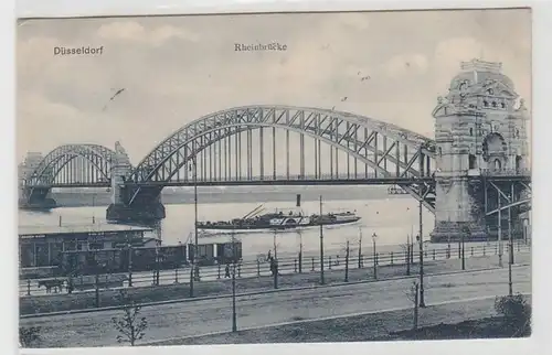 41723 Ak Düsseldorf Rheinbrücke mit Kammer 1907