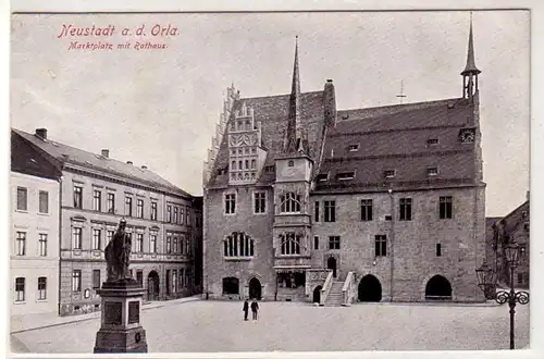 41681 Ak Neustadt a.d. Orla Marktplatz + Rathaus 1917