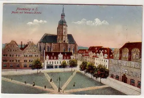41661 Ak Naumburg a.S. Markt mit Wenzels-Kirche 1920