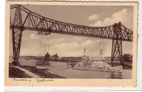 41643 Ak Rendsburg Haut pont avec croiseur vers 1930
