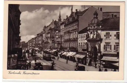 41603 Ak Karlsruhe Kaiserstrasse avec trafic vers 1940