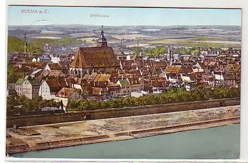 41573 Ak Pirna an der Elbe Stadtkirche 1914