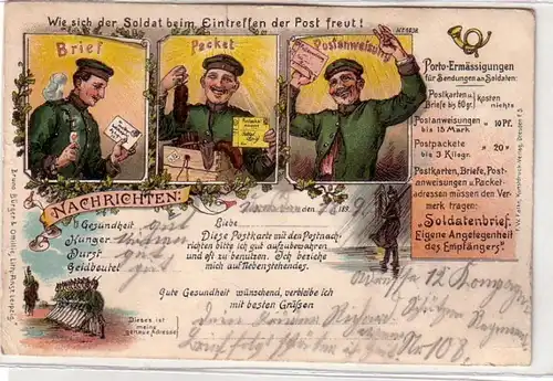 41556 militaire humour Ak Lithographie "Nouvelles" 1899