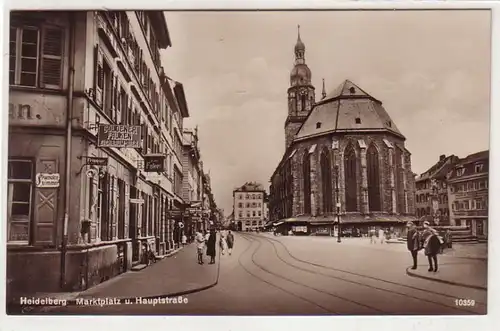 41539 Ak Heidelberg Marktplatz et Hauptstrasse vers 1930