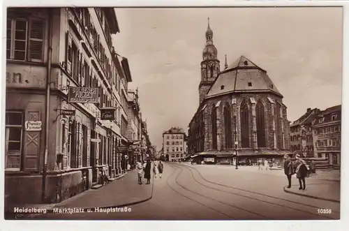 41539 Ak Heidelberg Marktplatz und Hauptstrasse um 1930