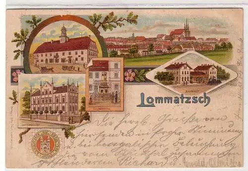 41513 Ak Lithographie Lommatzsch Bahnhof usw. 1900