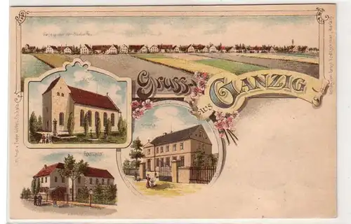 41479 Ak Lithographie Gruß aus Ganzig Gasthof usw. 1901