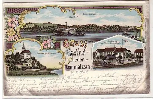 41472 Ak Lithographie Gruß aus Niederlommatzsch 1904
