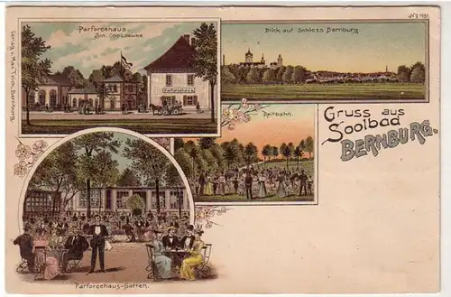 41469 Ak Lithographie Gruß aus Soolbad Bernburg 1901