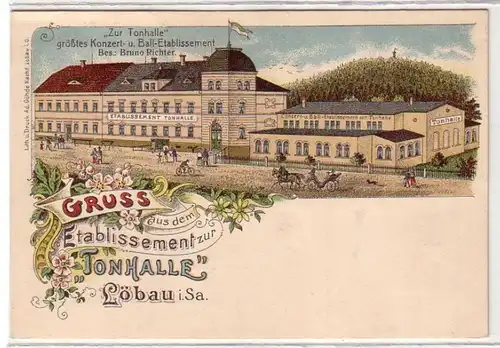 41465 Ak Lithographie Gruß aus Löbau Gasthof 1920
