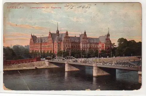 41447 Ak Wroclaw Pont des Lessing avec gouvernement 1911
