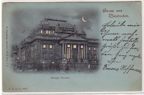 41387 Carte de la Lune Salutation de Wiesbaden 1899