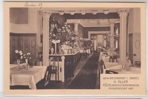 41284 Ak Cologne Vin Restaurant H. Piller Hohenstaufenring 64, vers 1930