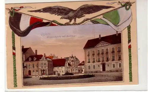 41246 Ak Gössnitz Bismarckplatz avec hôtel de ville 1918