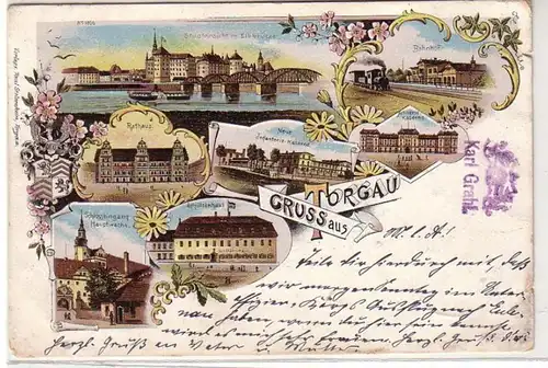 41209 Ak Lithographie Gruß aus Torgau 1898