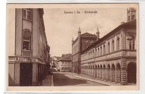 41195 Ak Kamenz in Sachsen Kirchstrasse um 1920