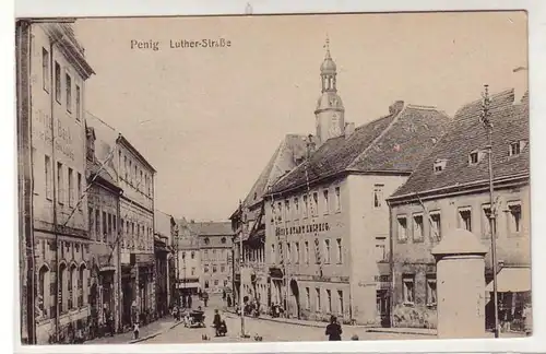 41184 Ak Penig Lutherstraße Hotel Stadt Leipzig um 1910