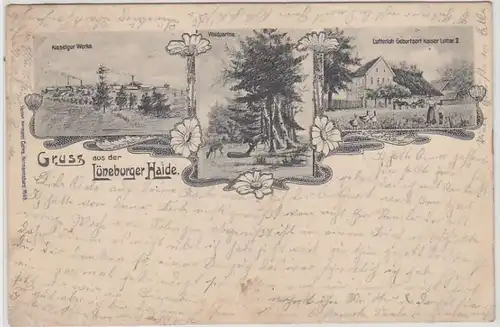 41174 Ak Salutation de la Lüneburger Haider 1900