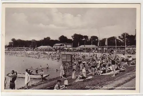 41163 Ak Karlsruhe Rheinstrandbad Rappenwört um 1940