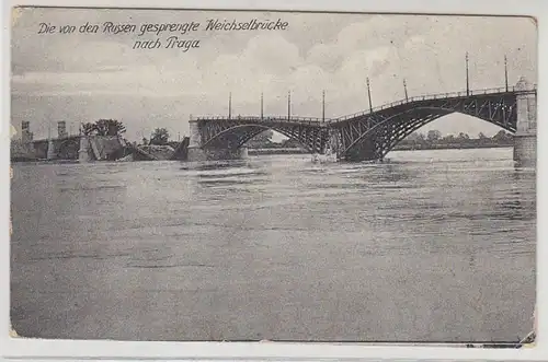41159 Ak Praga Varsovie pont Vistule détruit 1916