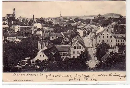 41145 Ak Gruß aus Kamenz in Sachsen Totalansicht 1905