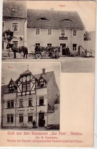 41046 Ak Gruß aus Nerchau Restaurant "Zur Post" 1910