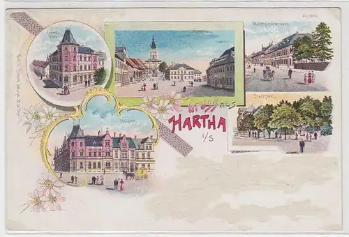 41044 Ak Lithographie Gruß aus Hartha in Sa. 1900