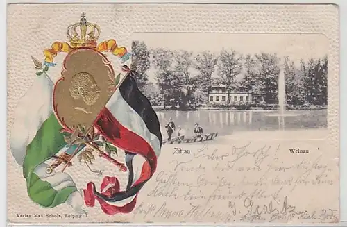 41036 Patriotika Präge Ak Zittau Weinau 1902