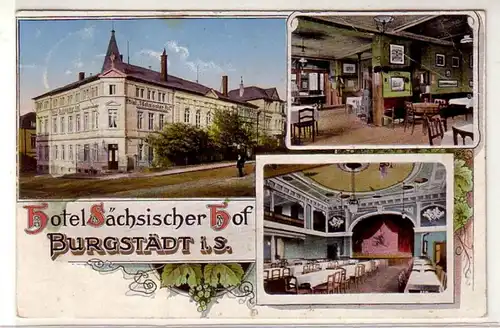 40996 Mehrbild Ak Burgstädt Hotel sächsischer Hof 1914