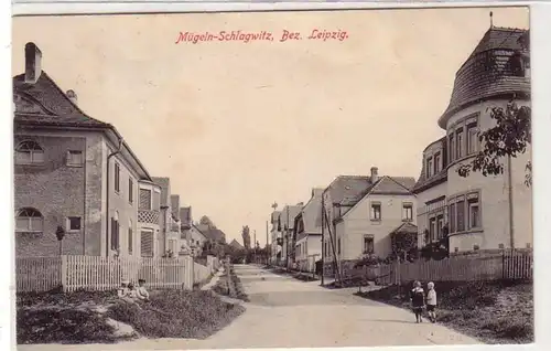 40954 Ak Mügeln Schlagwitz Straßenansicht 1920
