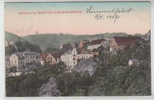 40915 Ak Gruß vom Gasthof Niederwartha 1907