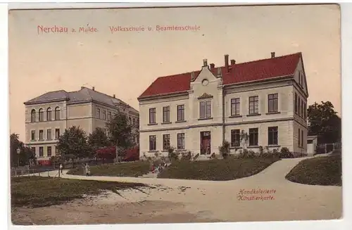 40835 Ak Nerchau Volksschule und Beamtenschule 1911