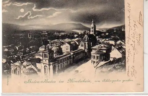 40802 Carte de clair de lune Baden-Baden Schlossgarten 1898