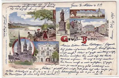 40794 Ak Lithographie Gruß aus Bonn 1898