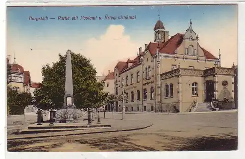 40785 Ak Burgstädt Postamt und Kriegerdenkmal um 1910