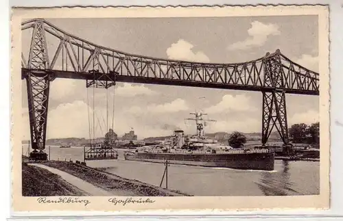 40778 Ak Rendsburg Haut-pont avec croiseur vers 1930