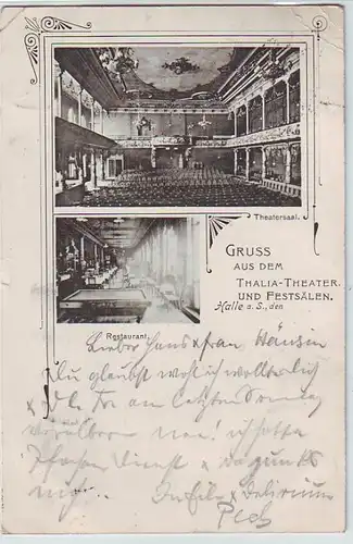 40746 Ak Salutation du Théâtre Thalia Halle a.S. 1902